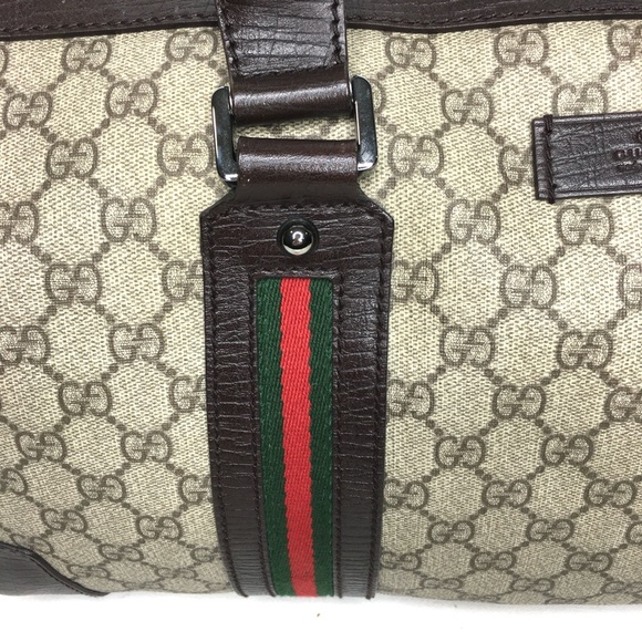 Gucci authentic brown monogram coated canvas unisex travel bag - Picture 9 of 15
